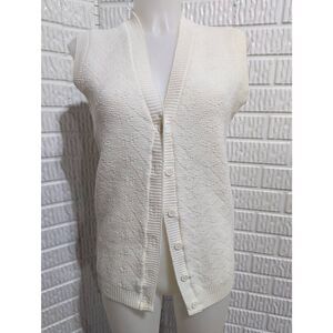 Sweet Tree Women's Vintage M Textured Acrylic Knit White 70's Sweater Vest